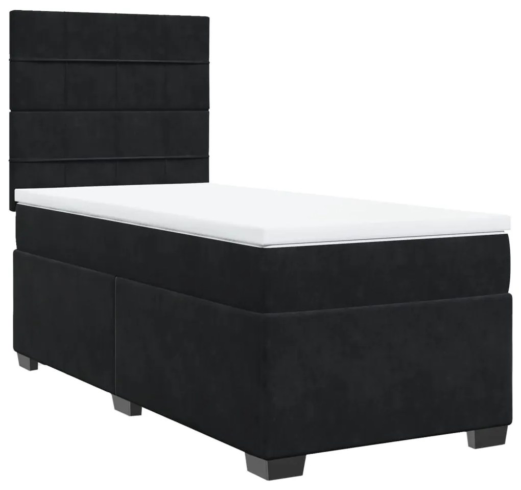 vidaXL Κρεβάτι Boxspring με Στρώμα Μαύρο 80 x 200 εκ. Βελούδινο