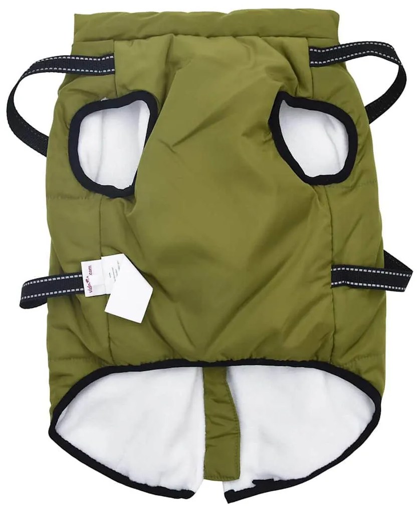 vidaXL Μπουφάν Σκύλου Στρατιωτικό Πράσινο 6XL Φλις και Πολυεστέρας