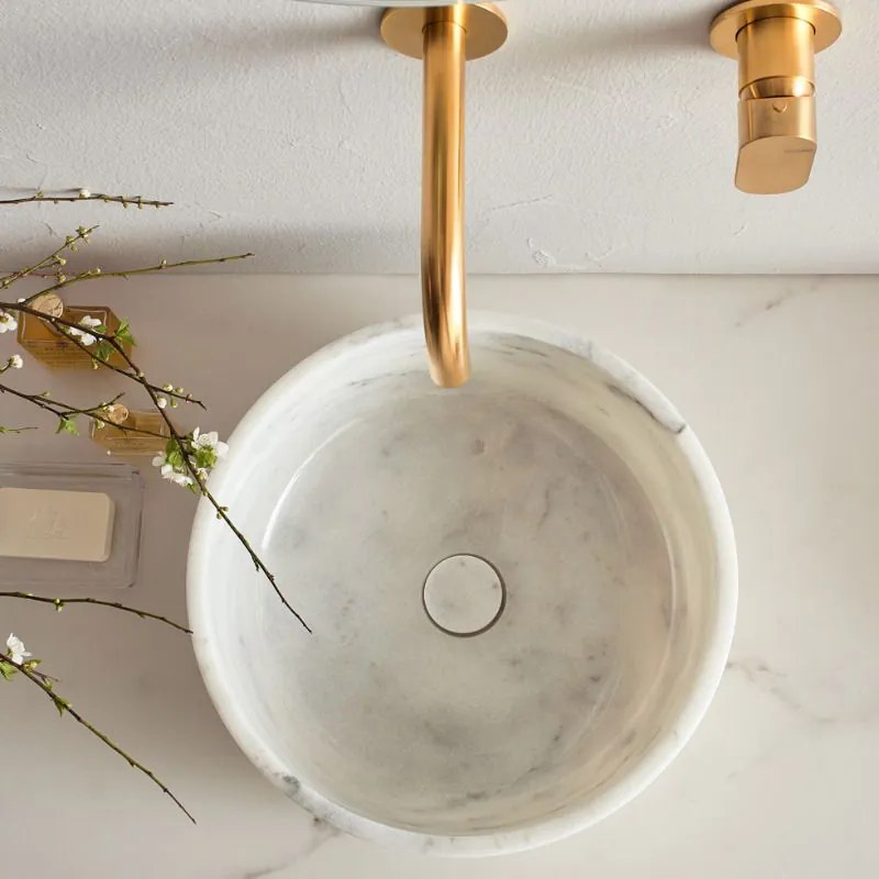 Μαρμάρινος νιπτήρας Fossil -Leuko-Διάμετρος 39 εκ.