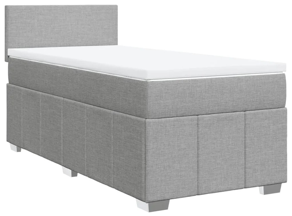 vidaXL Κρεβάτι Boxspring με Στρώμα Ανοιχτό Γκρι 80x200 εκ. Υφασμάτινο