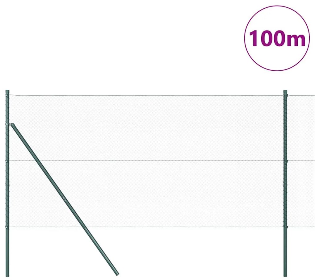 vidaXL Φράχτης με Στήλες. Πράσινο 1.2 x 100 m Ατσάλι με επικάλυψη PVC