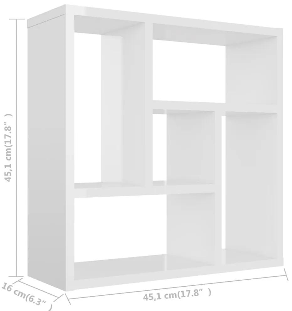 Ραφιέρα Τοίχου Γυαλιστερό Λευκό 45,1x16x45,1 εκ. Μοριοσανίδα - Λευκό