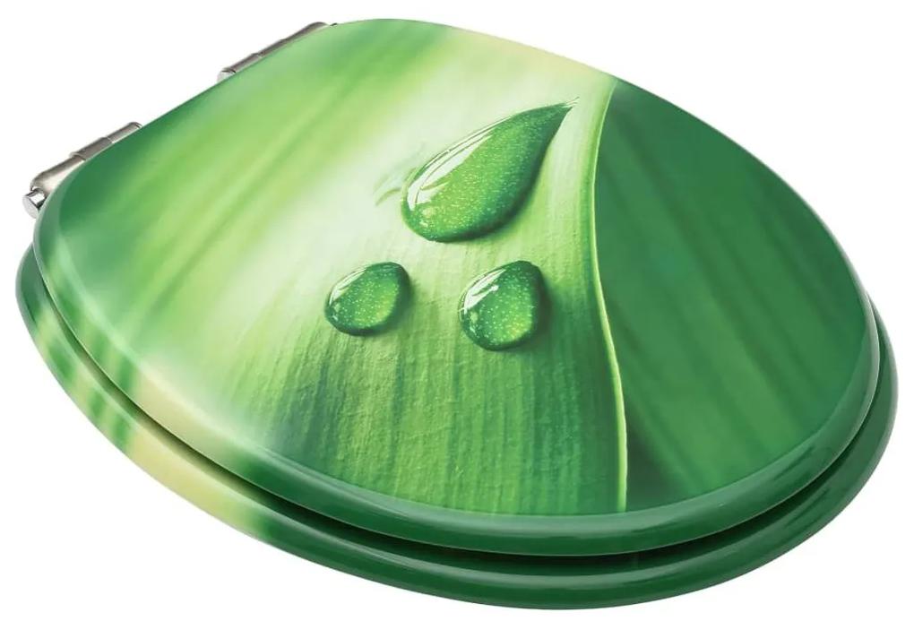 Κάλυμμα Λεκάνης Καπάκι Soft Close Σχέδιο Σταγόνες Πράσινο MDF - Πράσινο