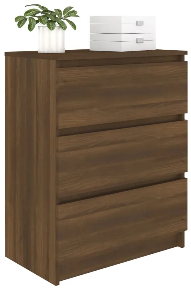 vidaXL Συρταριέρα Καφέ Δρυς 60 x 35 x 76 εκ. Επεξεργασμένο Ξύλο
