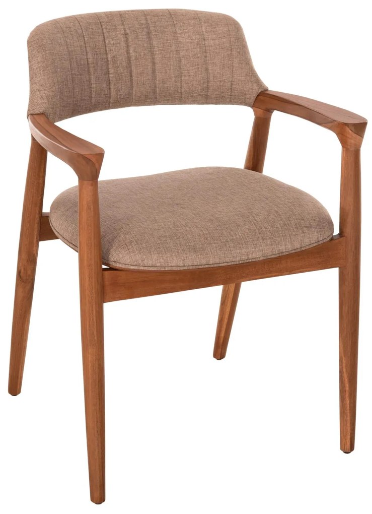 Καρέκλα Πολυθρόνα JAMES Teak Wood με Ύφασμα Σαμπανί 57x52x76Υεκ. 57x52x76 εκ.