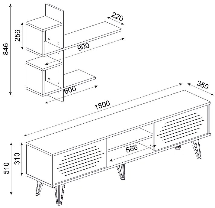 ΣΥΝΘΕΣΗ ΤΗΛΕΟΡΑΣΗΣ SALERNO MEGAPAP ΧΡΩΜΑ SAPPHIRE OAK 180X35X51ΕΚ.