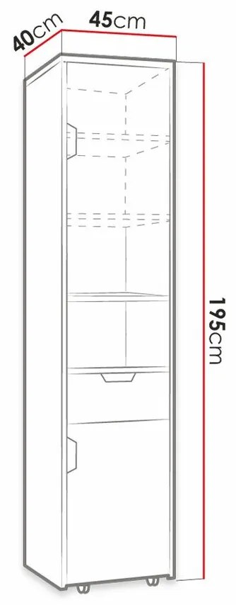 Βιβλιοθήκη Omaha G116, Με συρτάρια, Με πόρτες, Κλειστό, Πλαστικοποιημένη μοριοσανίδα, Ο αριθμός των θυρών: 2, Αριθμός συρταριών: 1, 195x45x40cm