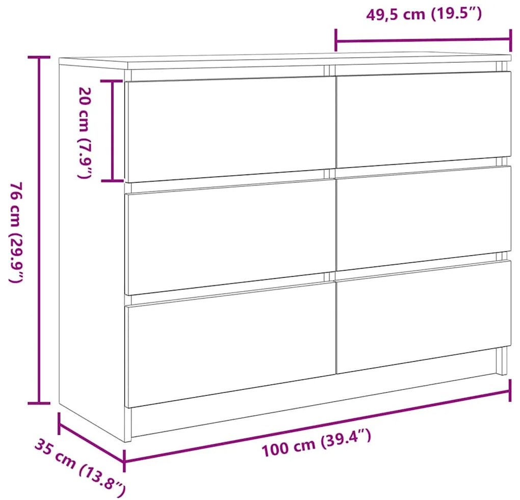 Sideboard Μπετόν Γκρι 100x35x76 cm Κατασκευασμένο ξύλο - Γκρι