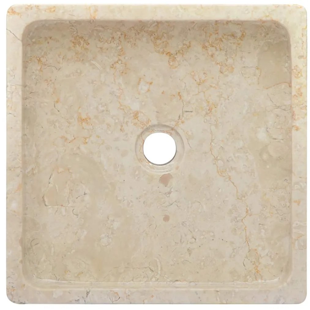 vidaXL Νιπτήρας Κρεμ 40 x 40 x 10 εκ. Μαρμάρινος