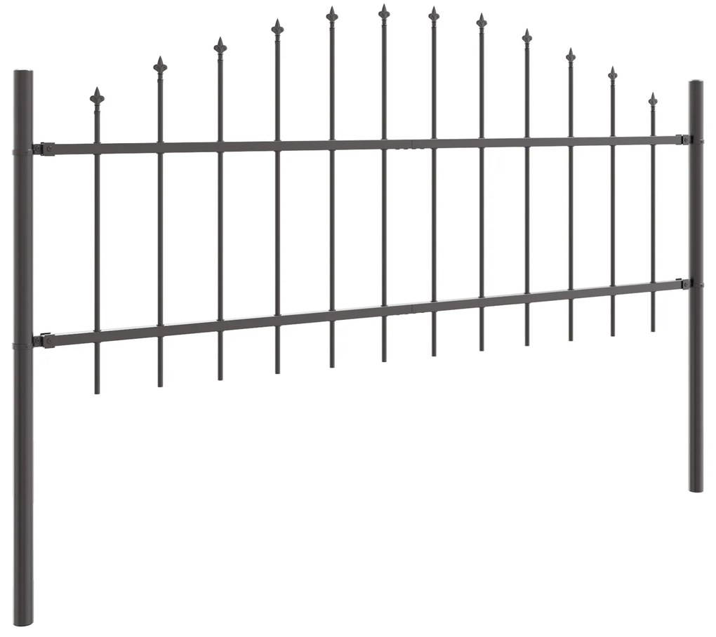 vidaXL Φράκτης κήπου με καμάρα, Γκρι, 8,5x0,75 μ, Χάλυβας