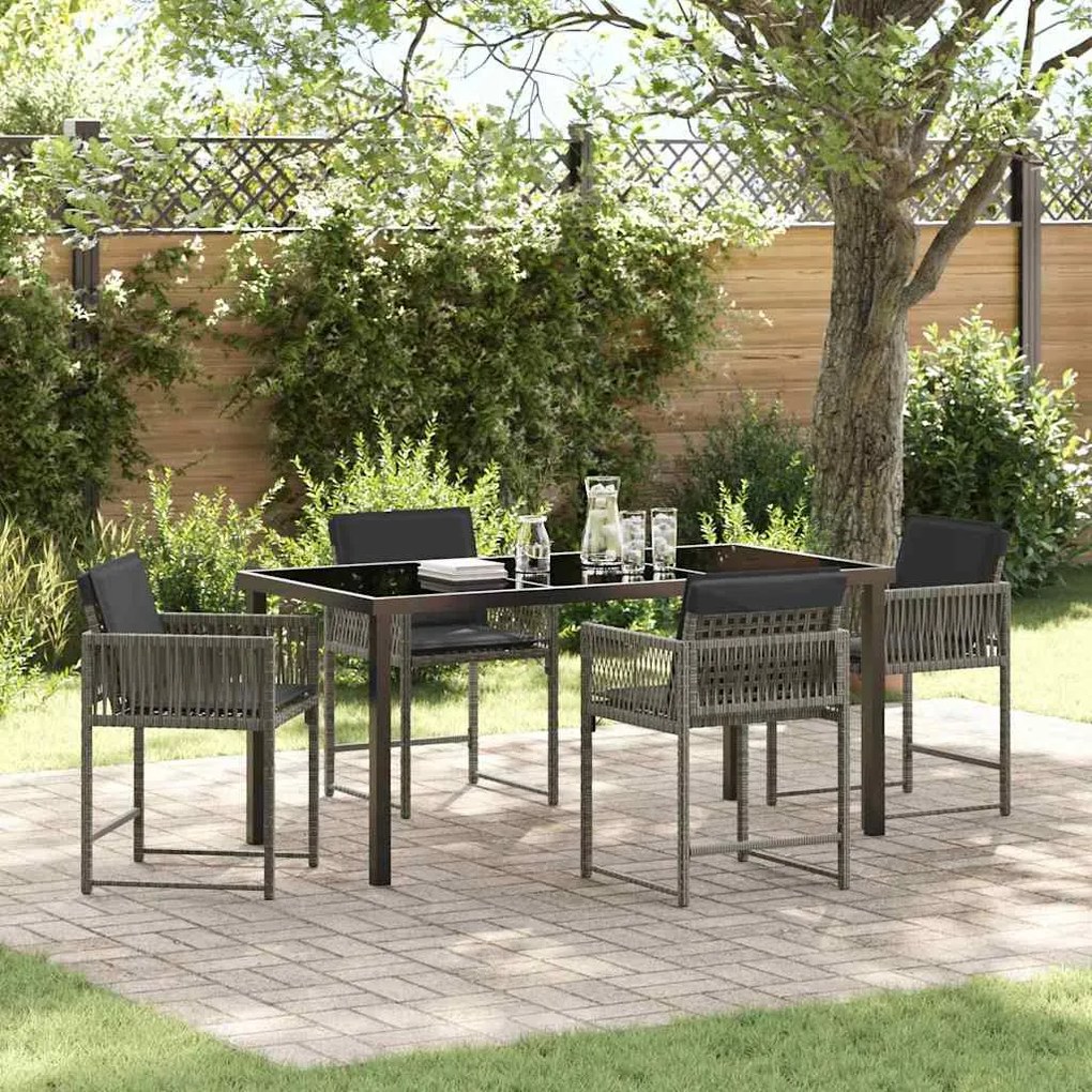 vidaXL Σέτ φαγητού για κήπο 5 pcs Γκρι συνθετικό ρατάν