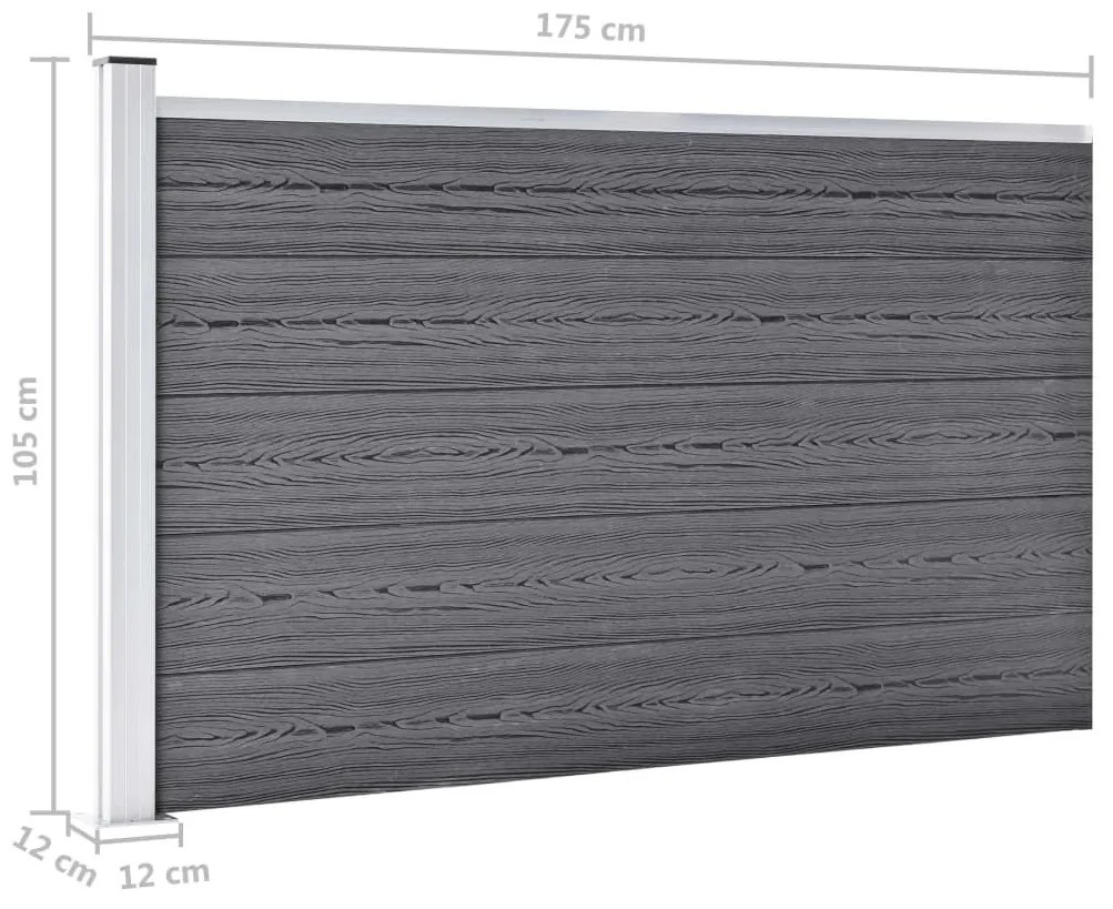 Πάνελ Περίφραξης Γκρι 175 x 105 εκ. από WPC - Γκρι