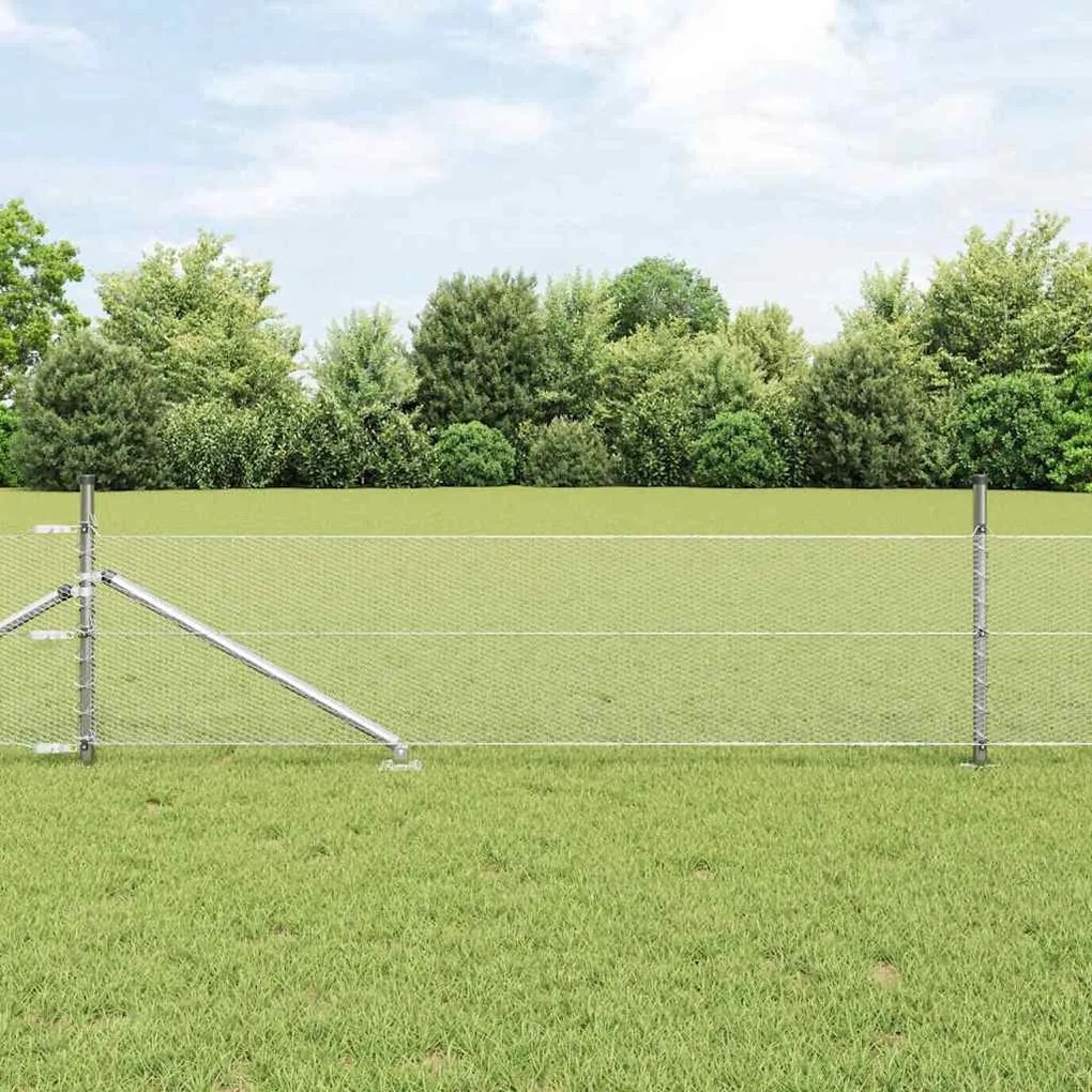 vidaXL Φράχτης με Στήλες. Ασημί 0.8 x 25 m Ατσάλι με επικάλυψη PVC
