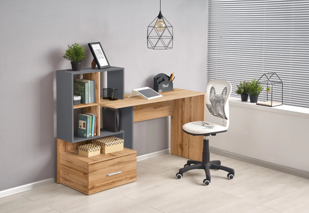 GROSSO desk votan oak / anthracite DIOMMI V-UA-GROSSO-D.WOTAN/ANTRACYT DIOMMI-60-22764