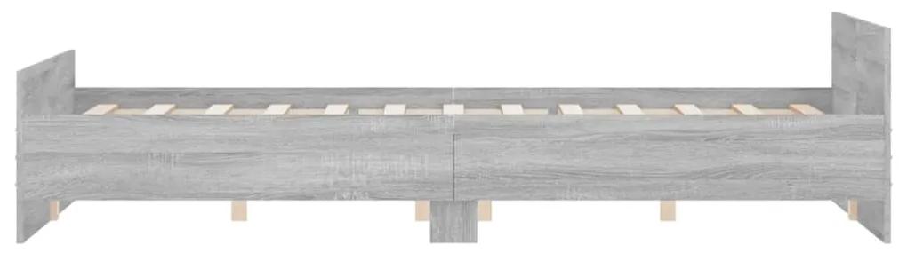 vidaXL Πλαίσιο Κρεβατιού με Κεφαλάρι/Ποδαρικό Γκρι Sonoma 150x200 εκ.