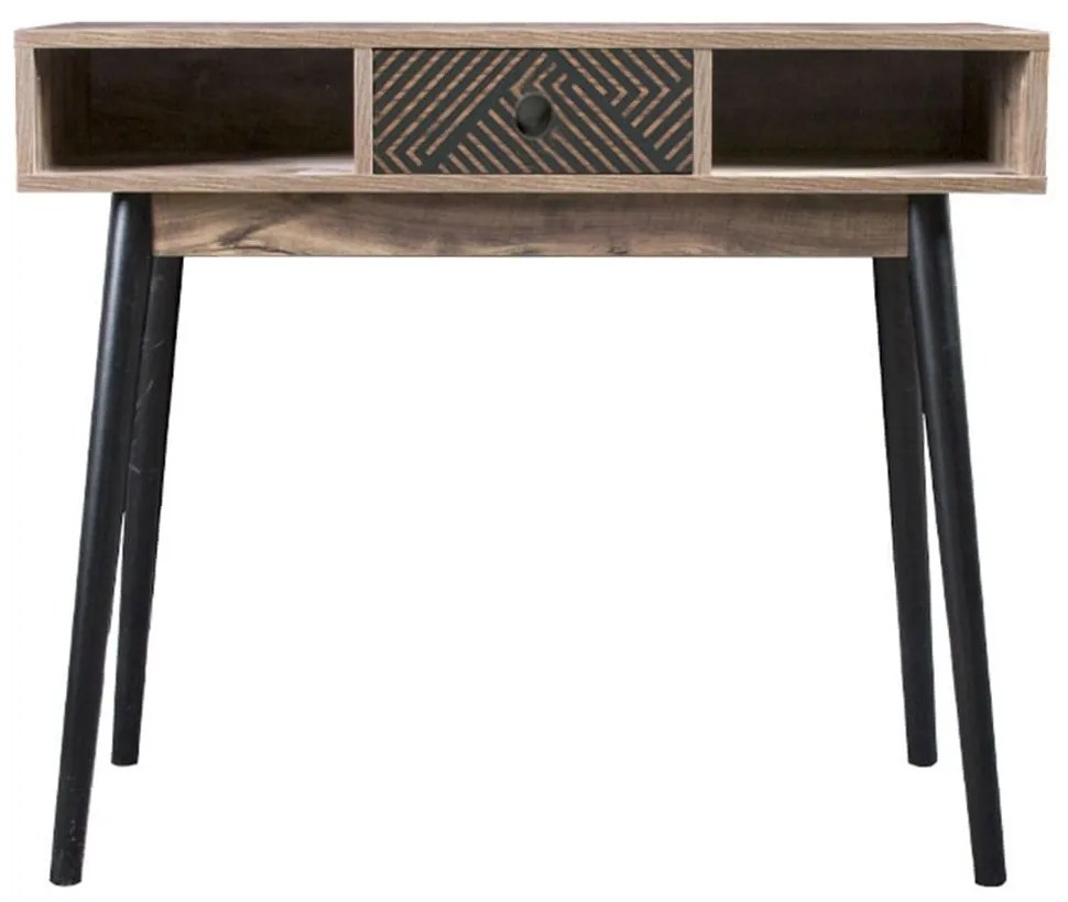 Κονσόλα Home 90x35x75cm Black Grey Oak 271-00-025 Μελαμίνη,Μέταλλο