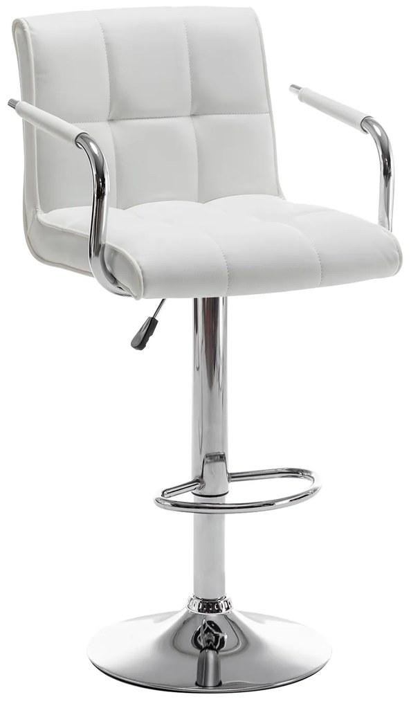 Σκαμπό Bar ArteLibre DOKK Με Πλάτη Πτυσσόμενο Λευκό PU/Μέταλλο 52x56x94-115cm