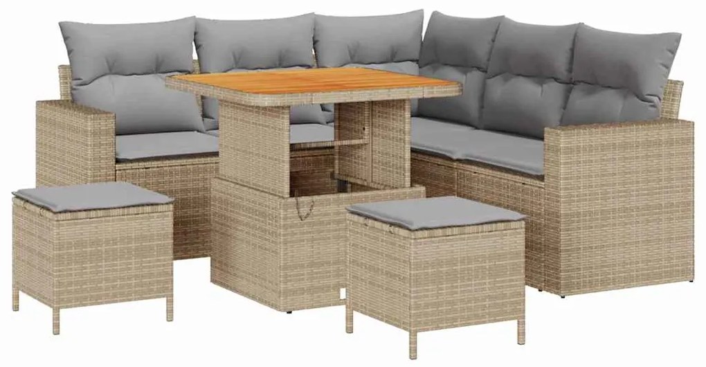 vidaXL Σετ Καναπέ Κήπου 8 pcs Μπεζ συνθετικό ρατάν