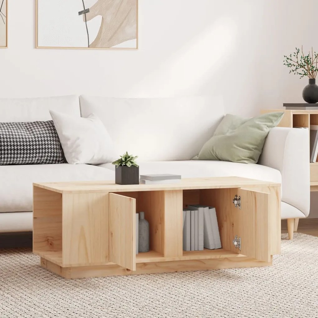 vidaXL Τραπεζάκι Σαλονιού Γκρι 110x50x40 εκ. από Μασίφ Ξύλο Πεύκου