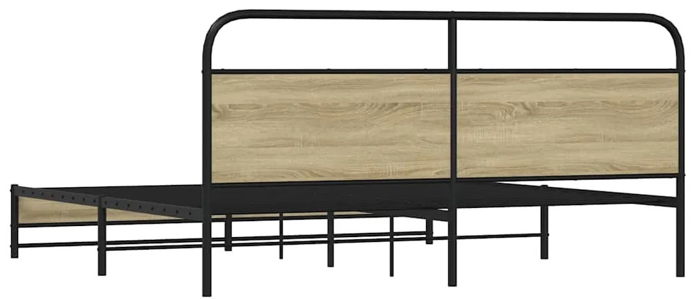 vidaXL Σκελετός Κρεβ. Χωρίς Στρώμα Sonoma Δρυς 200x200 εκ. Μεταλλικό
