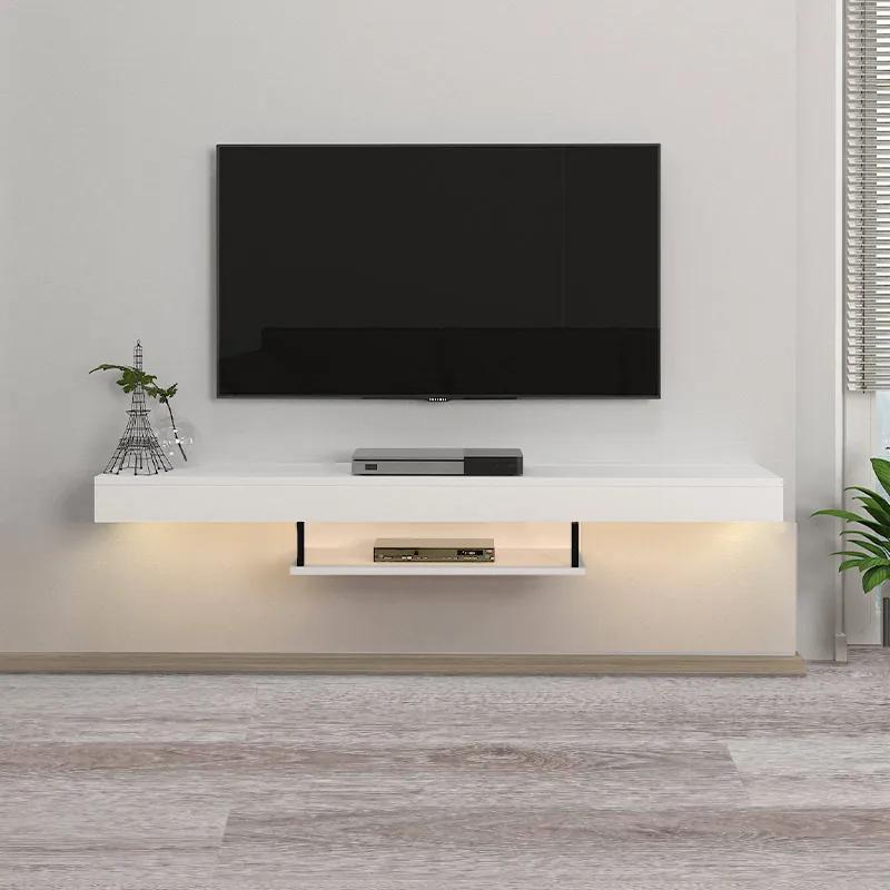 Έπιπλο τηλεόρασης επιτοίχιο Albares Megapap από μελαμίνη με LED χρώμα λευκό 150x29,6x22εκ. - Μελαμίνη - GP042-0186,2