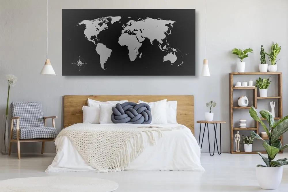 Εικόνα στον παγκόσμιο χάρτη από φελλό σε αποχρώσεις του γκρι - 100x50  wooden