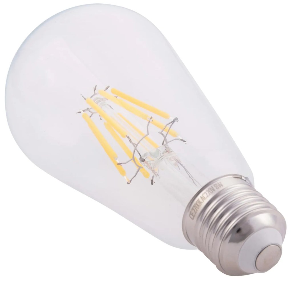 ΛΑΜΠΤΗΡΑΣ  LED FILAMENT 8W E27 DIMMABLE 3000K ΔΙΑΦΑΝΟΣ 6x6x14 εκ.