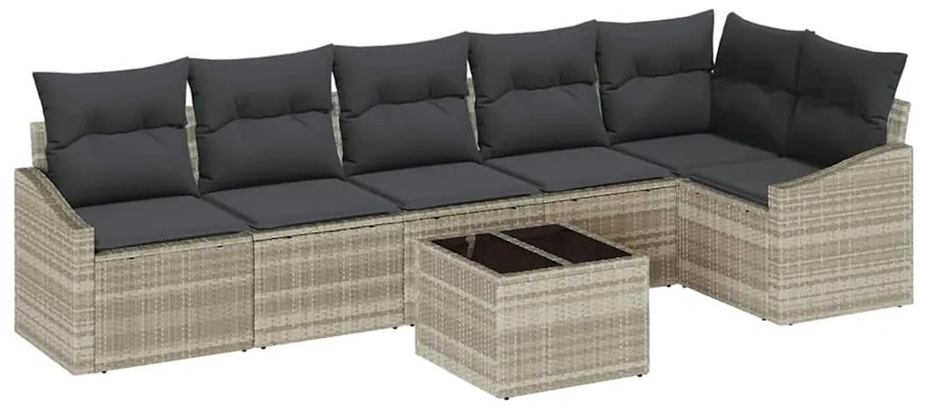 vidaXL Σετ Καναπέ Κήπου 7 pcs Ανοιχτό γκρι Πολυ ράταν