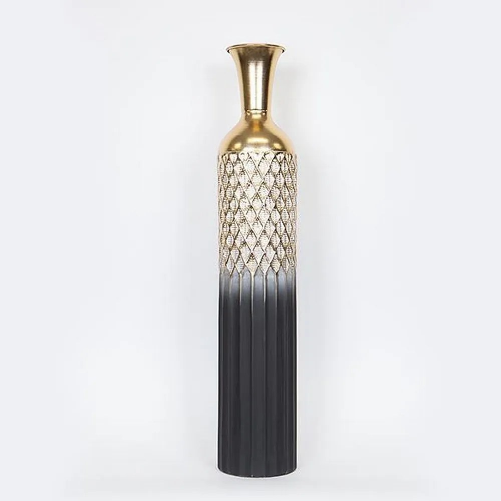 Βάζο Μεταλλικό 752-22022 17x17x89,5cm Black-Gold Estheti Home Μέταλλο