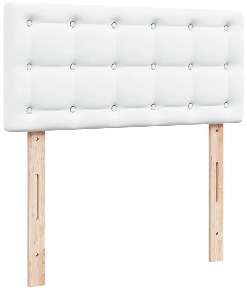 vidaXL Κρεβάτι Boxspring με Στρώμα Λευκό 100x200εκ.από Συνθετικό Δέρμα