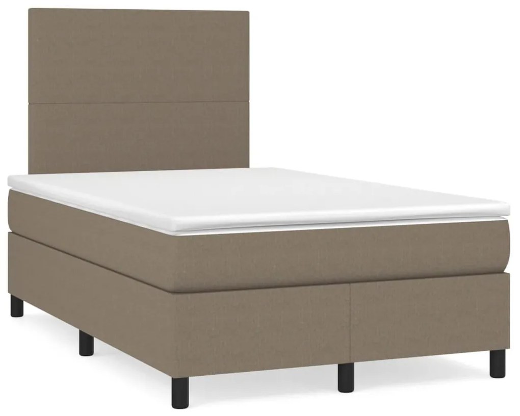 Κρεβάτι Boxspring με Στρώμα & LED Taupe 120x190 εκ. Υφασμάτινο - Μπεζ-Γκρι