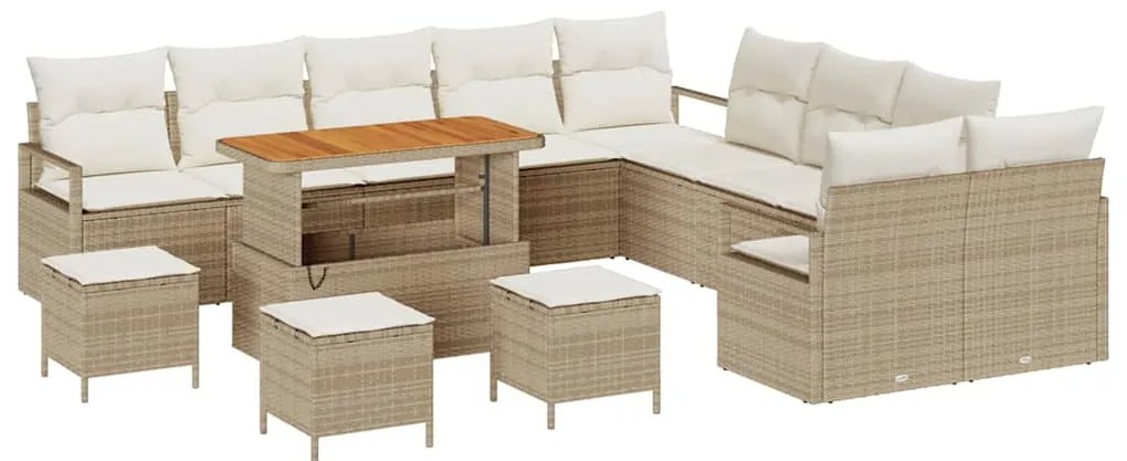 vidaXL Σετ Καναπέ Κήπου 14 pcs Μπεζ, Κρέμα 110 x 55 x 71 εκ