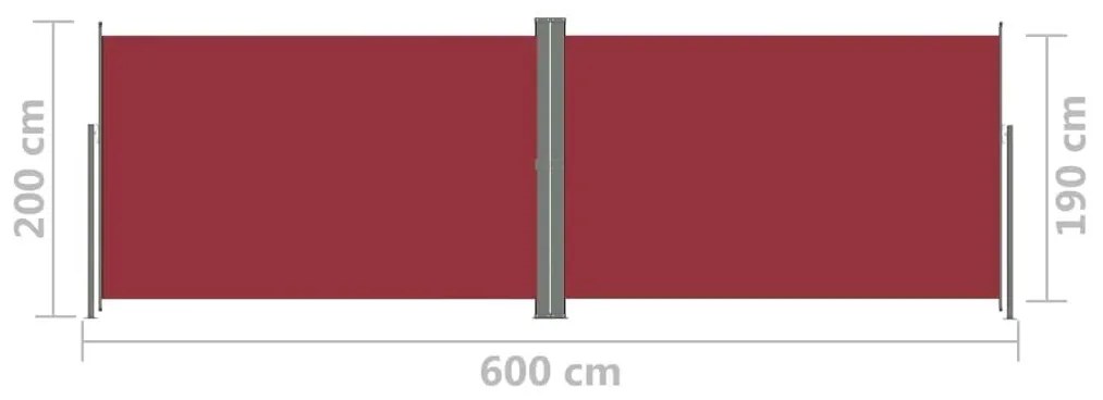 Σκίαστρο Πλαϊνό Συρόμενο Κόκκινο 200 x 600 εκ. - Κόκκινο