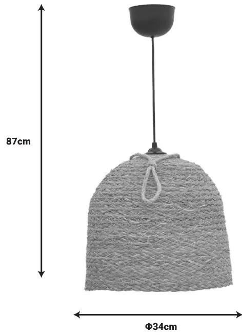Φωτιστικό οροφής Lamper Inart ψάθινο φυσικό Φ34x87εκ 34x34x87 εκ.