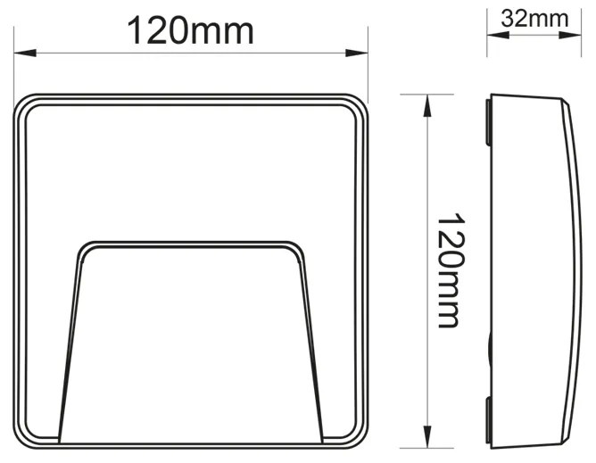 LED WALL SQUARE LUMINAIRE GREY 230V AC IP65 3W 3000K 200LM RA80 - SLIM42 - SLIM42