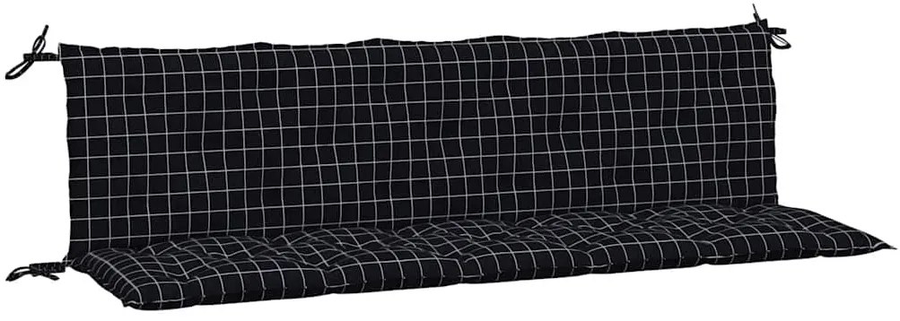 vidaXL Μαξιλάρια Πάγκου Κήπου 2 τμχ Μαύρα Καρό από Ύφασμα Oxford