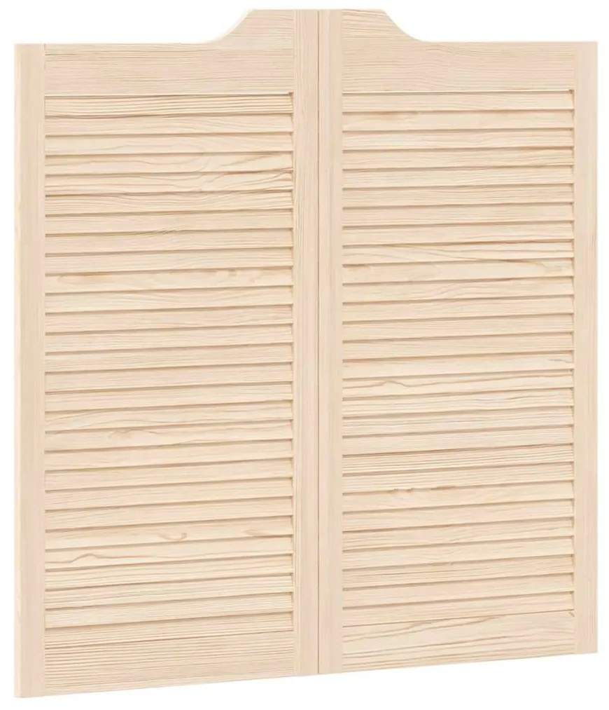 Swing Doors Louvred Design 1-Pair 100x100 cm μασίφ ξύλο πεύκο - Καφέ