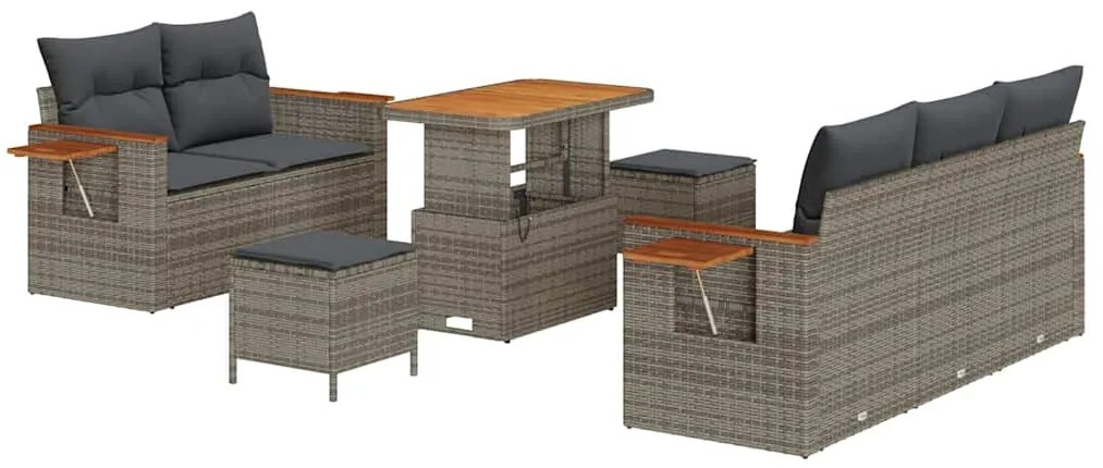 vidaXL Σετ Καναπέ Κήπου με μαξιλάρι 10 pcs Γκρι συνθετικό ρατάν