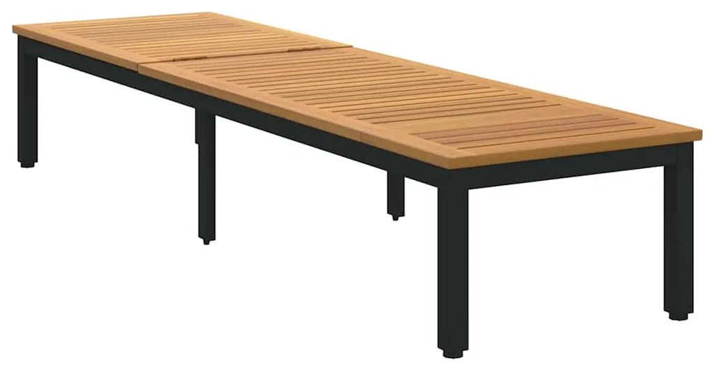 vidaXL Μαύρη Ξαπλώστρα, Διαστάσεις 200x55x35 εκ, Από Στερεό Ξύλο Ακακίας.