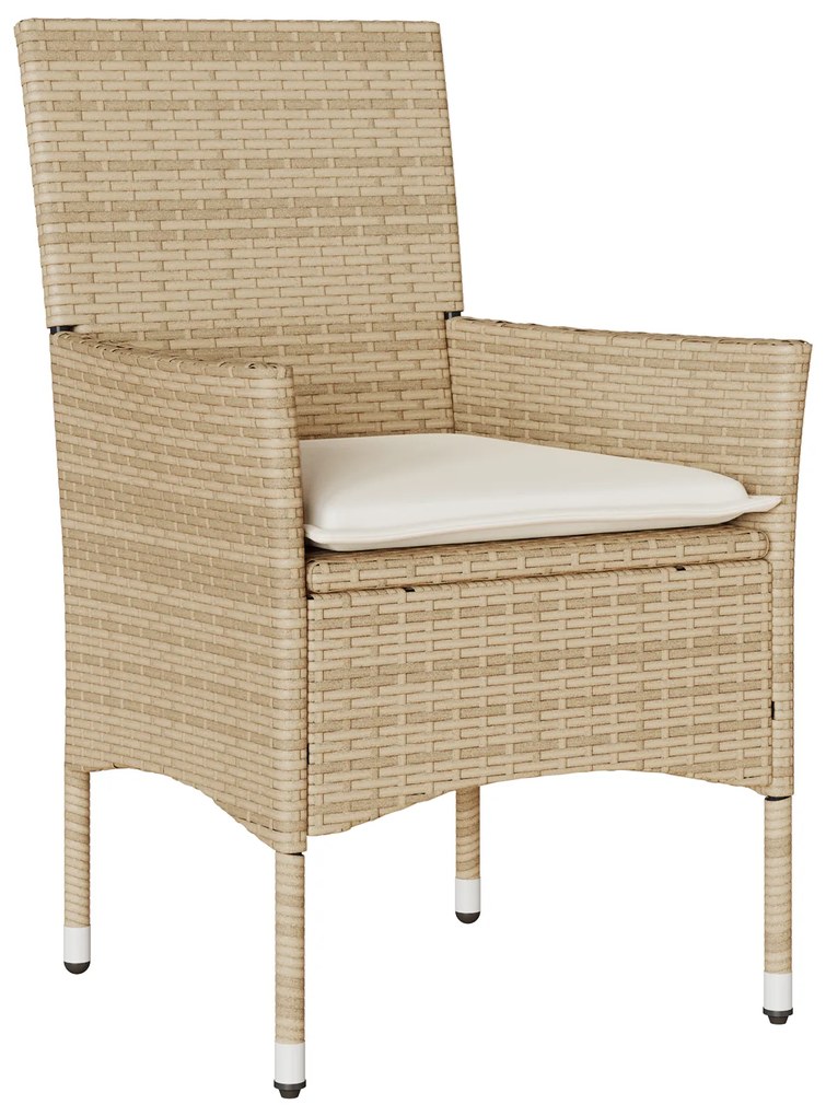 vidaXL Σετ Κήπου 9 Τεμαχίων με Μαξιλάρια Beige Πολυ-Ράττον