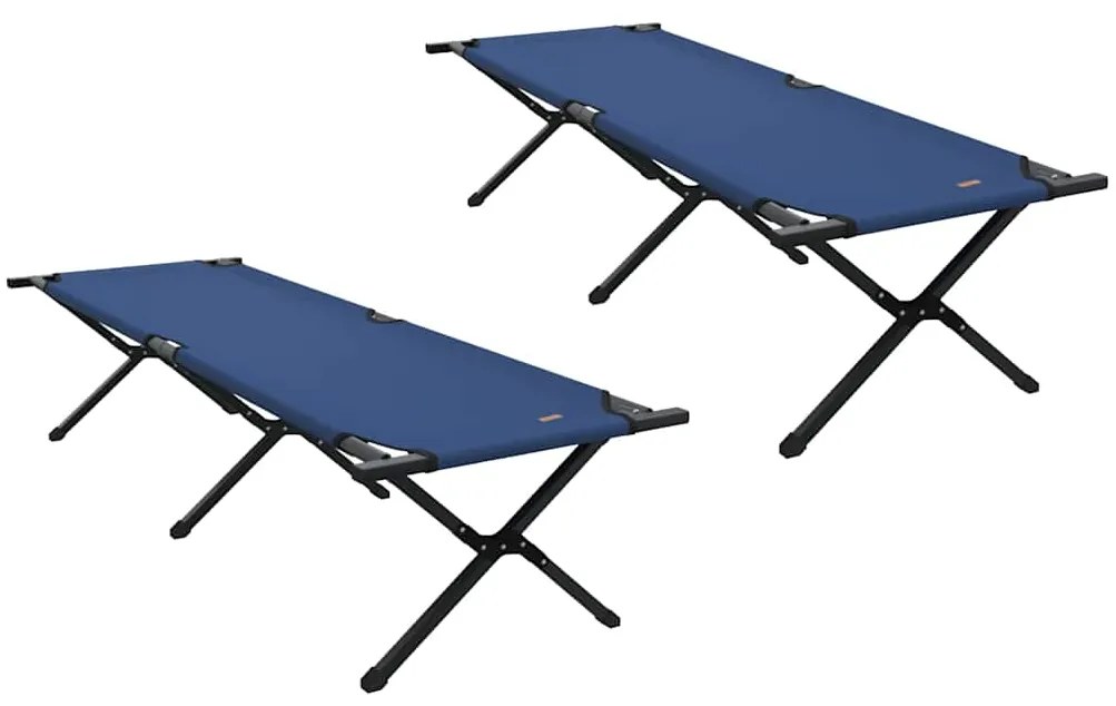vidaXL Αναδιπλούμενο Κρεβάτι Κάμπινγκ 2 pcs Μπλε Ύφασμα Oxford
