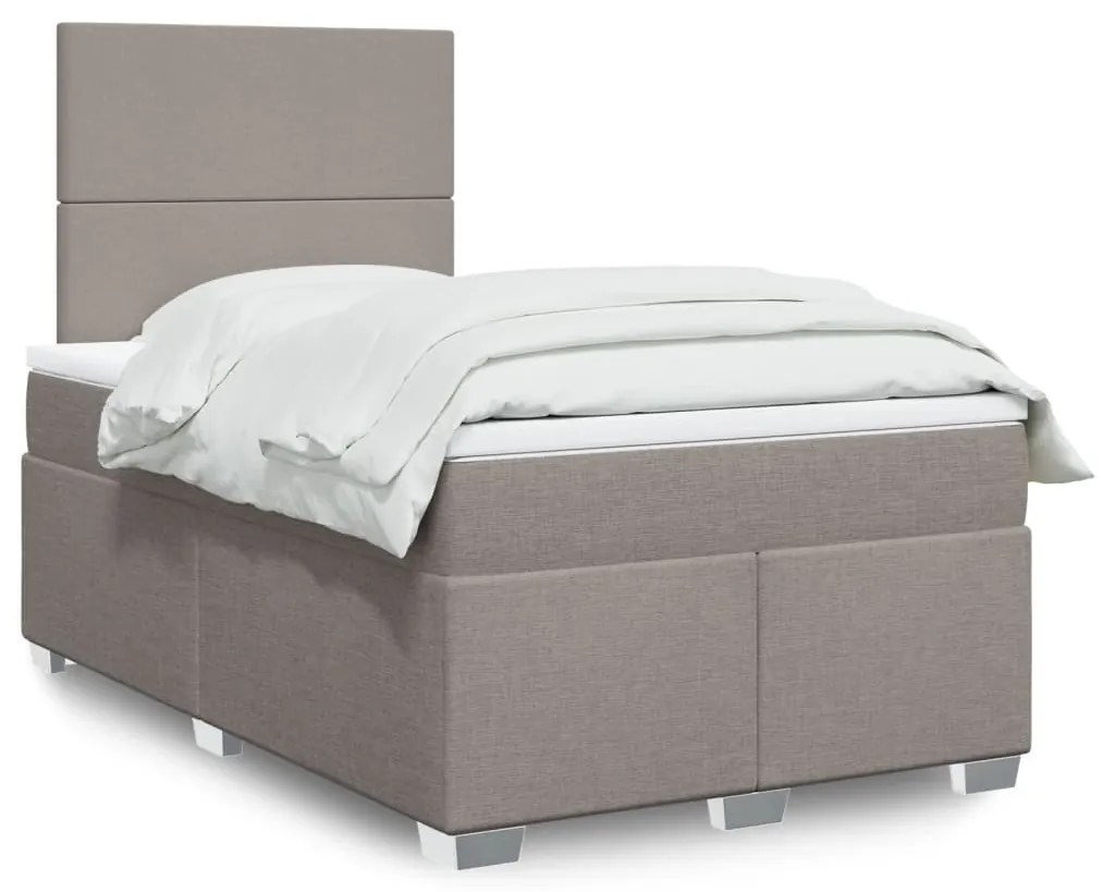 vidaXL Κρεβάτι Boxspring με Στρώμα Taupe 120x190 εκ. Υφασμάτινο