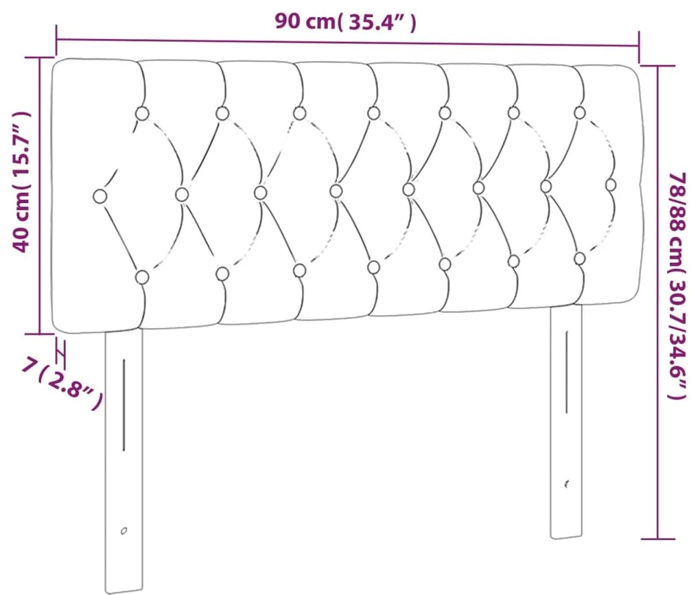 vidaXL Κεφαλάρι Κρεβατιού LED Μαύρο 90x7x78/88 εκ. Υφασμάτινο