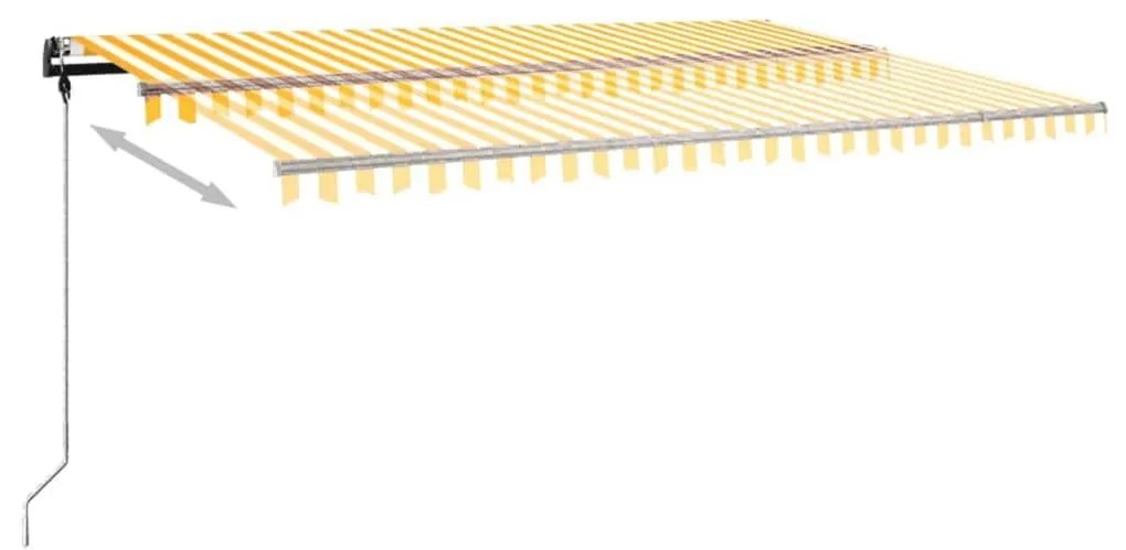 Τέντα Συρόμενη Χειροκίνητη Κίτρινο / Λευκό με LED 500 x 300 εκ. - Κίτρινο