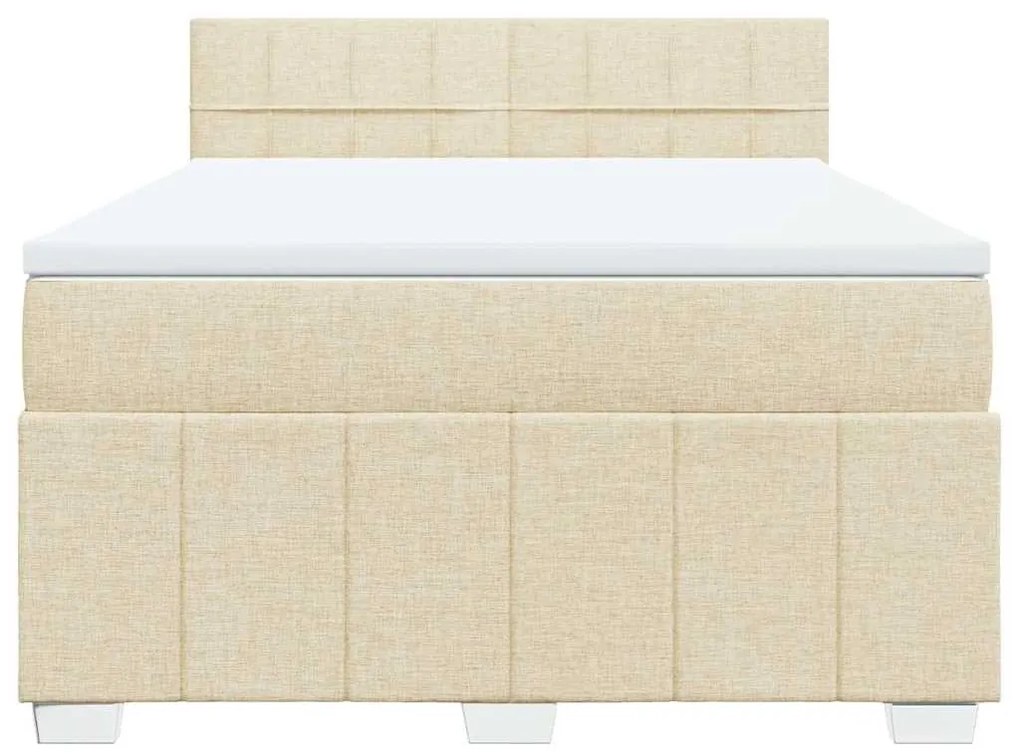 vidaXL Κρεβάτι Boxspring με Στρώμα Κρεμ 140x190 εκ. Υφασμάτινο