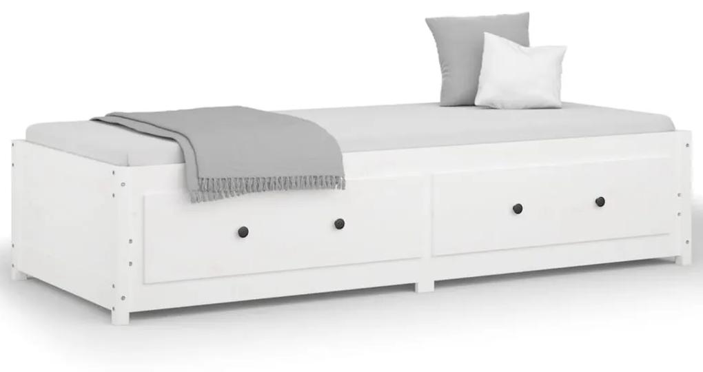 Κρεβάτι LED Λευκό 75x190 εκ Μασίφ Ξύλο Πεύκου Small Single - Λευκό