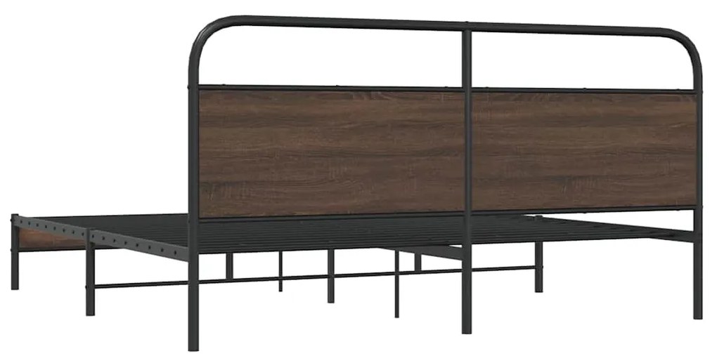 vidaXL Σκελετός Κρεβ. Χωρίς Στρώμα Καφέ Δρυς 180x200 εκ. Μεταλλικό