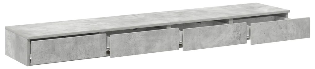 vidaXL Συρτάρια Κρεβατιού Γκρι Σκυροδέματος 180x36,5x16,5 εκ Επεξεργασμένο Ξύλο