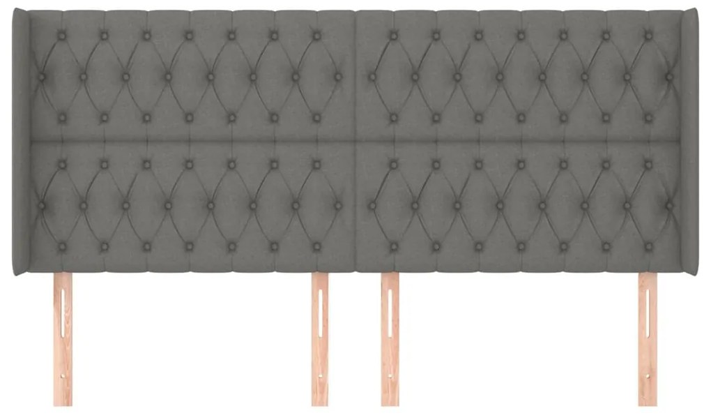 Κεφαλάρι με Πτερύγια Σκούρο Γκρι 183x16x118/128 εκ. Υφασμάτινο 3119931
