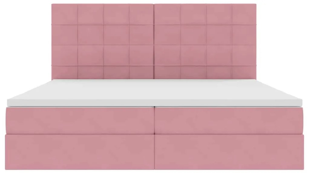 vidaXL Κρεβάτι με αποθηκευτικό χώρο και LED Ροζ 200 x 200 cm Βελούδο